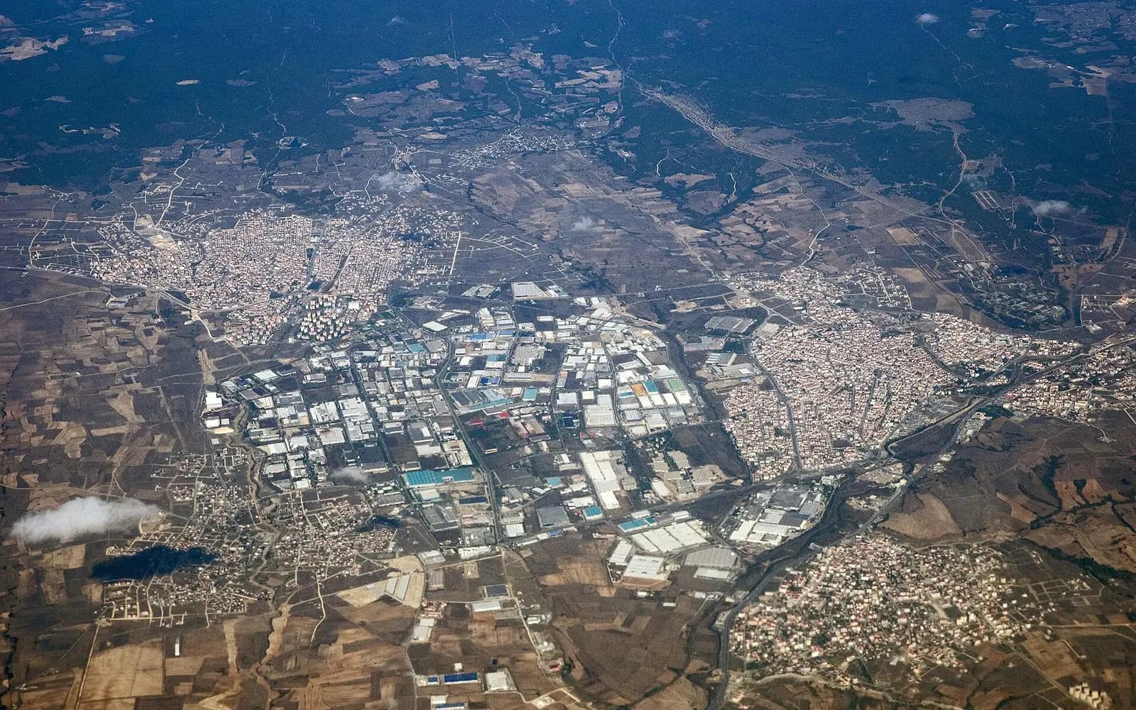 Çerkezköy ve organize sanayi bölgesinin havadan görünümü